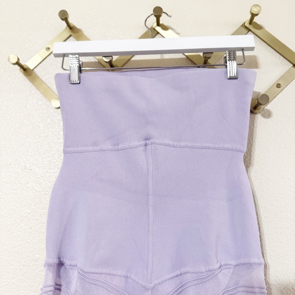 Helsa June Strapless Sheer Knit Bodysuit Lavender Purple Maxi Dress size Large - Picture 9 of 12